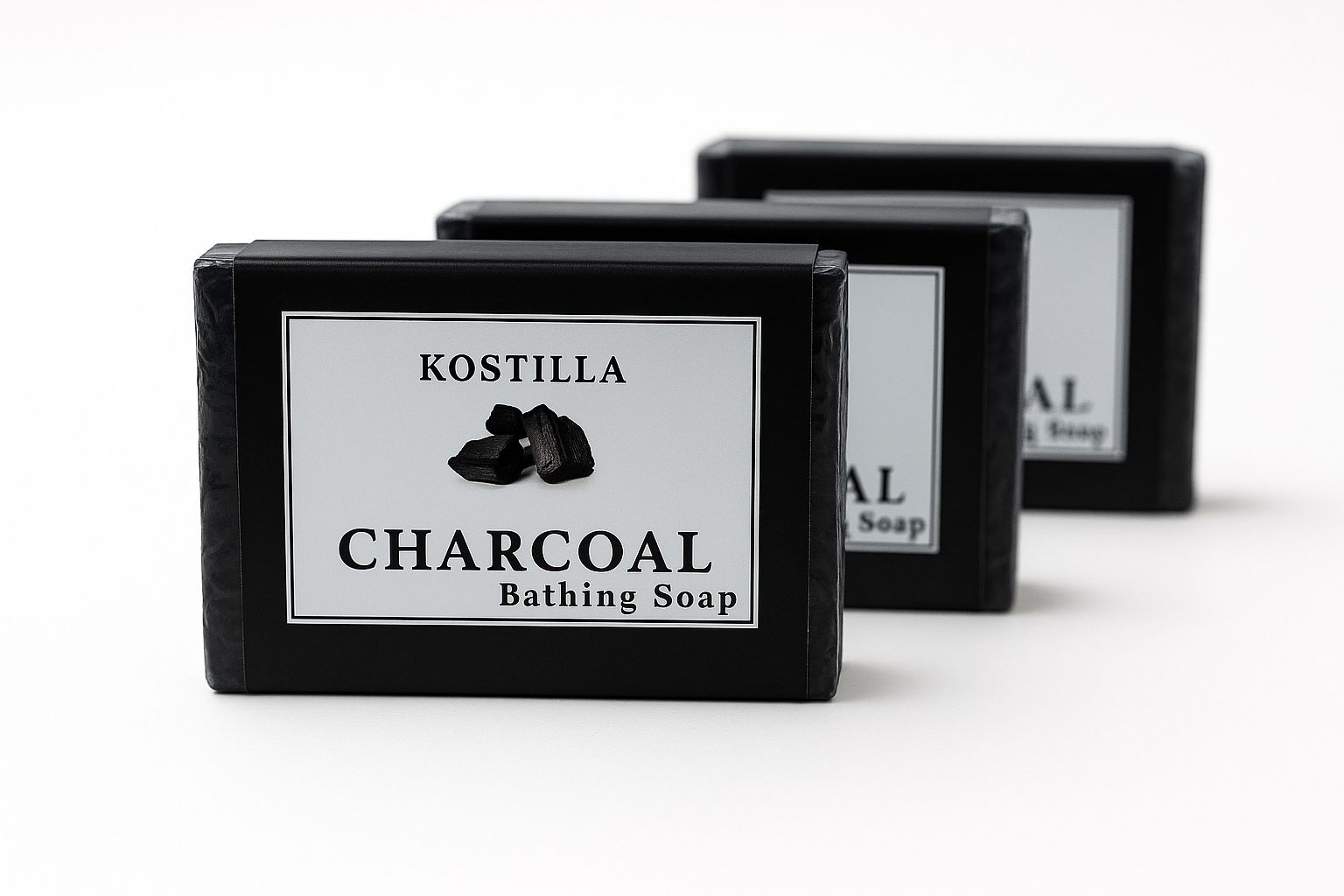 Kostilla Charcoal Bathing Soap - Pack of 3 (300g)